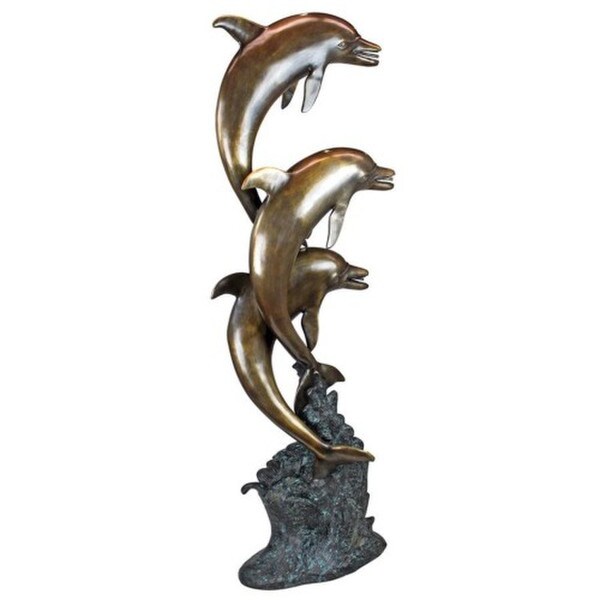 Triple Leap Dolphins Piped Statue